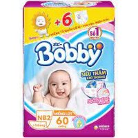 Tặng 6 miếng tã quần size M - Miếng lót Bobby Newborn 2 - 60 miếng/ bịch