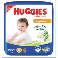 (Tặng 6 miếng) Tã/bỉm quần Huggies XXXL22 +6 miếng Skin Care Super Jumbo với tràm trà dịu da