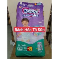 (Tặng 8 miếng) Tã quần bobby mega jumbo XXL 84 gạo non lõi nén thần Kỳ (tổng 76+8=84 miếng)