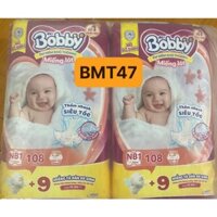 [TẶNG 9M DÁN XS] Combo 4 gói Miếng Lót Sơ Sinh Bobby Newborn 1 108 miếng - cho bé dưới 1 tháng tuổi