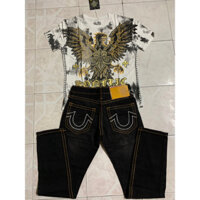 Tặng áo thun (quần jean nam - ống đứng mẫu ông địa, chỉ nổi nhập usa