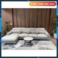 {Tặng bàn trà nhập khẩu}Ghế sofa đầu gật góc L bọc da Microfiber cao cấp