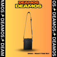 [Tặng bandana] Túi đeo chéo unisex dạng hộp đứng vân cá sấu Deamos da PU chống nước TD02D