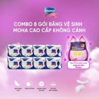 (Tặng băng quần)combo 8 gói băng vệ sinh cao cấp Moha ban ngày, ban đêm , hàng ngày, bvs có cánh và bvs không cánh.