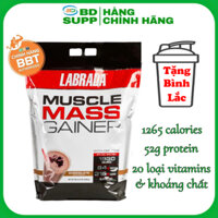 [Tặng Bình] Labrada Muscle Mass Gainer 5.4kg (12Lbs), Hỗ Trợ Tăng Cân Tăng Cơ, Vitamin & Khoáng Chất