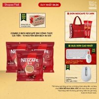 [Tặng Bộ 4 ly thủy tinh Nescafe] Combo 3 Bịch NESCAFE 3IN1 Công thức cải tiến - VỊ NGUYÊN BẢN Bịch 46 gói