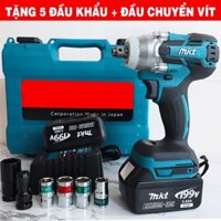 TẶNG BỘ ĐẦU KHẨU + ĐẦU VÍT - MÁY SIẾT BULONG MKT 199V KHÔNG CHỔI THAN - MÁY BẮN BU LÔNG CẦM TAY SIÊU KHỎE - PIN 10 CELL