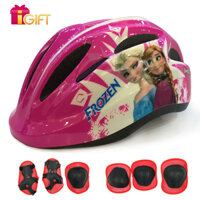 Tặng Bộ Đồ Bảo Hộ 6 Món Cho Bé Mũ Bảo Hiểm Xe Đạp Trẻ Em, Nón Bảo Hiểm Chơi Thể Thao, Trượt Patin Cao Cấp Protec Smile W024 - Hàng Chính Hãng - size M - FROZEN Hồng
