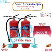 [Tặng bộ nội quy + Tiêu lệnh PCCC-CB-08] Combo 2 bình chữa cháy bột ABC 8kg DRAGON MFZL8 kèm kệ sắt 2 bình có tem