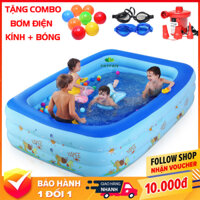 [Tặng Bơm Điện] Hồ bơi cho bé 3 tầng 2m1-1m8-1m5-1m3 Bể bơi phao tại nhà đáy 2 lớp chống trượt tặng thêm bộ vá bể