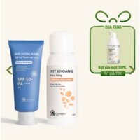 [Tặng bọt rửa mặt] Combo Kem Chống Nắng Cỏ Mềm+ Xịt Khoáng Hoa Hồng