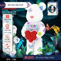 [Tặng búa] Đồ chơi lắp ráp 3D mô hình Gấu Bearbrick Ôm Tim Hoa Hồng siêu to khổng lồ jinx xinz