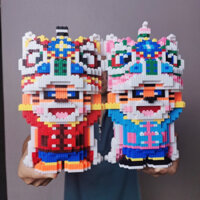 [Tặng búa keo] Bộ đồ chơi lắp ráp 3D mô hình hổ mua lân Xinz size 35xm