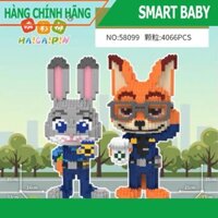 [TẶNG BÚA +KEO+ LED 2M] Mô hình lắp ráp leg0 cáo Nick và thỏ Zootopia cảnh sát, đồ chơi xếp hình nhân vật hoạt hình
