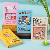 (Tặng bút bi + sticker Labubu) Sổ tay bìa cứng notebook phong cách hoạt hình Tom and Jerry