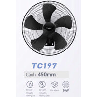 TẶNG BÚT THỬ ĐIỆN- Quạt treo tường Hali TC197- động cơ đồng 100%- công suất 80W- sải cánh 450mm