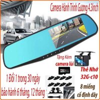 [Tặng camera lùi]Camera hành trình ô tô Gương (4.3inch)Vehicle Blackbox FullHD 1080,hỗ trợ tiếng việt-thesshop