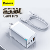 [Tặng Cáp 100W] Bộ sạc nhanh QC 4.0 Baseus GaN2 Pro 65W USB C PD 3.0 Cổng USB Type C Sạc nhanh cho iPhone 12Pro Max Các Dòng Điện Thoại Di Động của Apple Huawei Samsung Xiaomi Laptop Máy Tính Bảng May Chơi Game