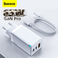 [Tặng Cáp 100W] Bộ sạc nhanh QC 4.0 Baseus GaN2 Pro 65W USB C PD 3.0 Cổng USB Type C Sạc nhanh cho iPhone 12Pro Max Các Dòng Điện Thoại Di Động của Apple Huawei Samsung Xiaomi Laptop Máy Tính Bảng May Chơi Game