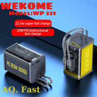 [TẶNG CÁP REMAX]Sạc Dự Phòng Wekome WP 331, dung lượng 10000mah 20.000mAh, 22.5w,Sạc Cực Nhanh QC 3.0