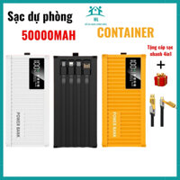 (TẶNG CÁP SẠC NHANH) PIN Dự Phòng CONTAINER 50000mAh  tích hợp 4 dây ra bảo hành 12 Tháng Pin Dự Phòng Sạc Pin Đèn