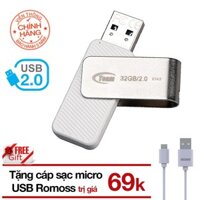 (Tặng cáp) USB 32GB Taiwan Team Group C142 tặng Cáp micro USB tròn Romoss - Hãng phân phối chính thức