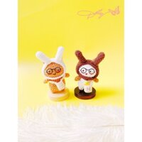 [Tặng chân đế/móc khoá] Mèo đội nón thỏ handmade len nhung gấu - Tiệm Len Dolly (quà cho bé, thú len, quà sinh nhật,