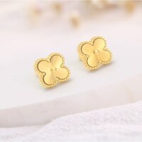 (Tặng Chui Nhựa) Bông Tai Hình Hoa 4 Cánh V.C Chạm Chiếu