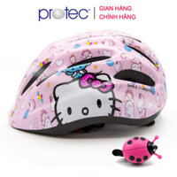 Tặng Chuông Xe Đạp Bọ Rùa Ngộ Nghĩnh Mũ Bảo Hiểm Xe Đạp Trẻ Em, Nón Bảo Hiểm Chơi Thể Thao, Trượt Patin Cao Cấp Protec Smile W024 - Hàng Chính Hãng - Hello kitty hồng nhạt - S