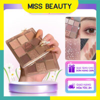 (Tặng cọ) Phấn mắt siêu mịn Glam Colour eye shadow 9 ô