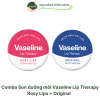 [TẶNG CỌ TÁN] Combo Son dưỡng môi Vaseline Lip Therapy Rosy Lips + Original - Moonchic