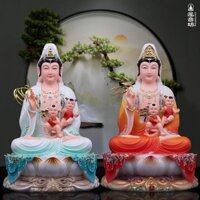 Tặng con Quan Âm nương Hán Bạch Ngọc giả đồ sứ mới bé trai cô gái long phượng thai cầu con Quan Âm Bồ Tát trang trí phòn