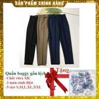 [Tặng cột tóc]Quần baggy khuy tròn gấu lệch| Quần tây 3 màu chất vitex  sành điệu cho nữ| Quần nữ công sở sành điệu