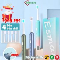 (TẶNG CỦ SẠC) Bàn Chải Điện Thông Minh 6 Chế Độ MitsuEvo Thêm 4 Đầu Chải Lông Siêu Mềm Mịn