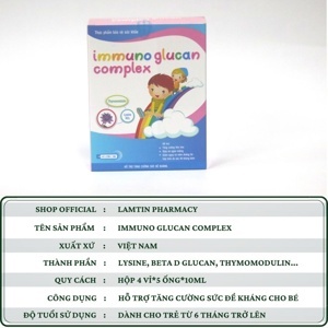 Tăng cường hệ miễn dịch và sức đề kháng cho trẻ Immuno Glucan-C