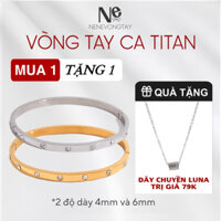 [TẶNG DÂY CHUYỀN]Vòng Tay Elip Ca Nene titan xinh đẹp có khắc tên - vòng dày 4mm và 6mm có hai màu