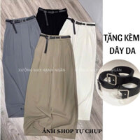 (TẶNG DÂY DA) Quần ống suông nữ cạp cao đi học làm chơi du lịch biển chất Gold Mềm mát Kèm đai da