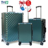 [TẶNG DÂY ĐAI KO KHÓA+ÁO TRÙM VALI] Bộ 3 vali nhựa khung nhôm cao cấp TRIP A98 size 20+24+28inch, bảo hành 5 năm chíVALI