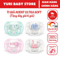 [Tặng dây giữ] Ti giả AVENT ULTRA SOFT núm silicon dẹt hỗ trợ chỉnh nha