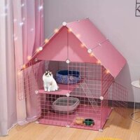 Tặng Dây Rút , Búa Gỗ , Cầu Thang  Combo chuồng Mèo 2 tầng (2x2x2) có mái - Kích Thước : 72x72x107cm.