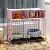 Tặng Dây Rút  COMBO Chuồng Chó lắp ghép 2 ô bằng lưới sắt , có chân - kèm khay vệ sinh ( đa dạng kích thước )