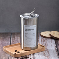 [Tặng đế lót ly] Ly giữ nhiệt hình trụ inox 304 có nắp chống đổ kèm ống hút cao cấp