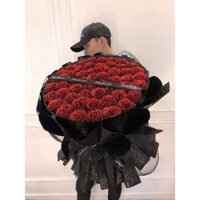 (TẶNG ĐÈN, CHỮ, THIỆP)Bó 50 bông hoa sáp kim tuyến giấy gấm lưới