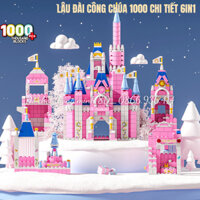 [Tặng đèn LED] Đồ chơi lắp ráp lâu đài công chúa Elsa, mô hình lâu đài hồng - Quà tặng sinh nhật bé gái