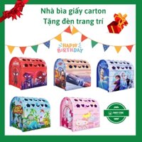[TẶNG ĐÈN NHÁY] Nhà Bìa Giấy Carton Lắp Ráp Nhiều Màu An Toàn Cho Bé Baby Home Made in Việt Nam
