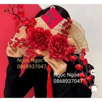 [Tặng đèn] Quạt trang trí Tết 2024, quạt treo cửa, chụp hình áo dài xu hướng hot trên mạng