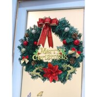 [Tặng Đèn] Vòng Hoa Noel Trang Trí Giáng Sinh Handmade 40CM V005