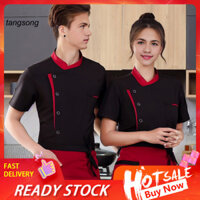 Tang _ Diner Đầu Bếp Áo Làm Bánh Quần Áo Thoải Mái Unisex Đầu Bếp Áo Sơ Mi Có Cổ Đứng Và Túi Ngực Cho Nhà Hàng Bếp Bếp Bánh Lý Tưởng Khách Sạn Phục Vụ Bồi Bàn Mềm Mại