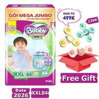 [Tặng đồ chơi động Spinner] Tã quần Bobby XXL84 mẫu mới Date 2026 Mega Jumbo (tã/bỉm quần Bobby size XXL 84 miếng)