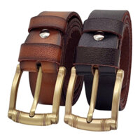 [Tặng đục lỗ] Dây nịt nam da bò cháy biên DHM-526 | Mặt khoá kim mạ vàng đồng thời trang | Bảo hành 12 tháng